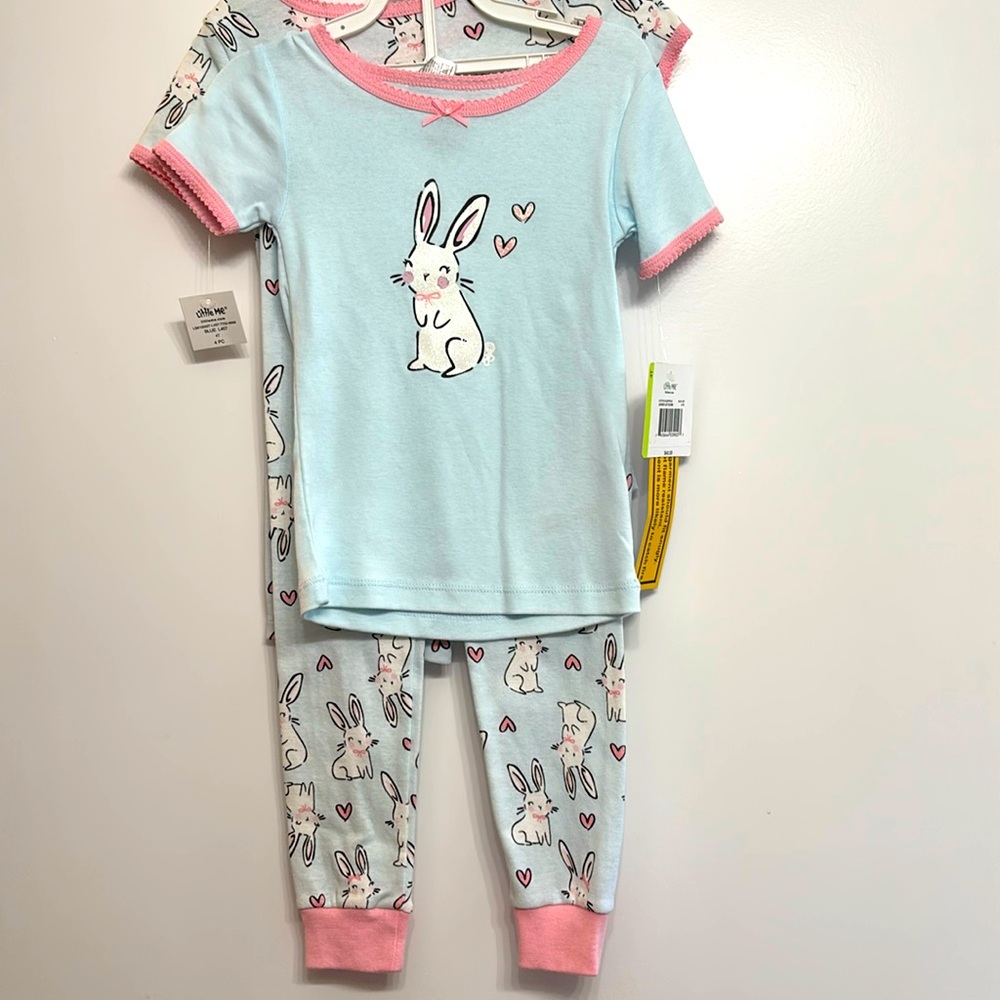 Little Me Blue and Pink Pajama Sets with Bunny Print
